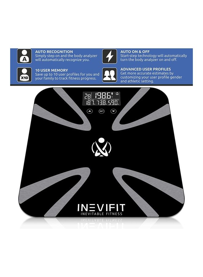 INEVIFIT - Digital Bathroom Scale Black/White 12x12x0.9inch - Image 1