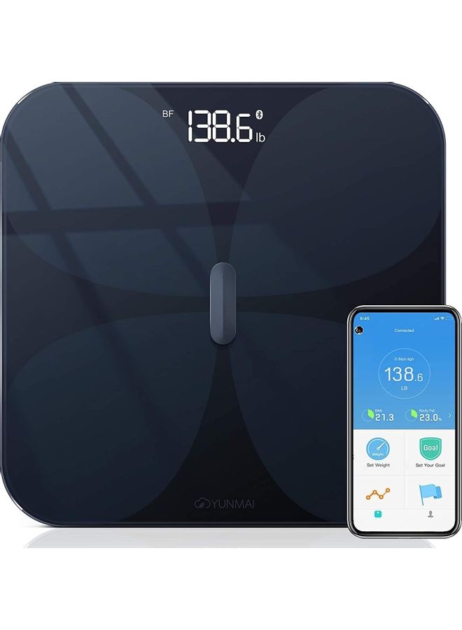 YUNMAI Bluetooth Smart Weighing Scale Black 11.81x11.81x0.79inch  - Image 1