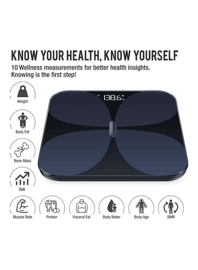 YUNMAI Bluetooth Smart Weighing Scale Black 11.81x11.81x0.79inch  - Image 2