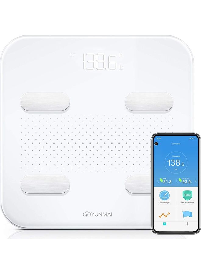 YUNMAI Bluetooth Smart Weighing Scale White 11.81x11.81x0.79inch  - Image 1