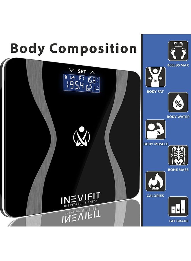 INEVIFIT - Body-Analyzer Digital Scale Black/Silver 12.5x12.5x1inch - Image 1
