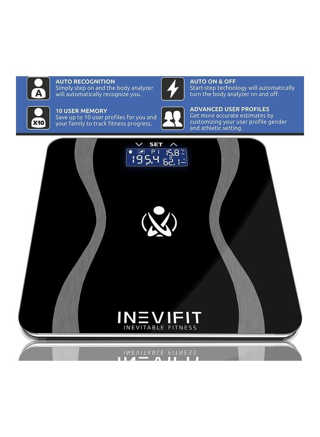 INEVIFIT - Body-Analyzer Digital Scale Black/Silver 12.5x12.5x1inch - Image 1