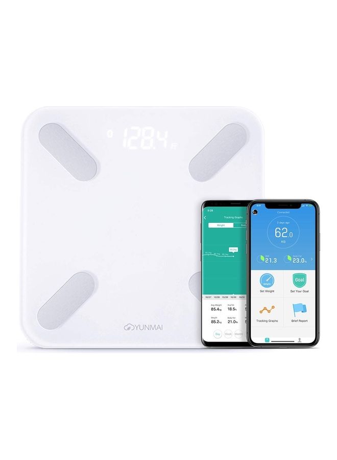 YUNMAI Bluetooth Smart Weighing Scale White 11.81x11.81x0.79inch  - Image 1