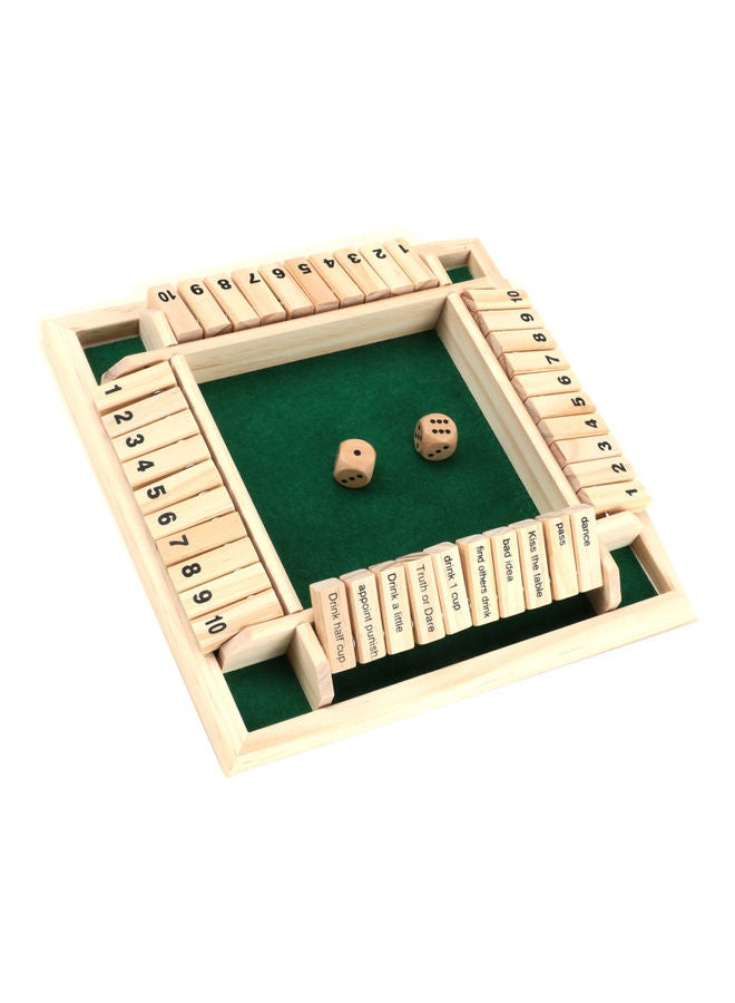 طقم للعبة طاولة النرد الخشبية المكونة من 10 أرقام بأربعة جوانب 22.3x3.5x22.3سم - Image 1