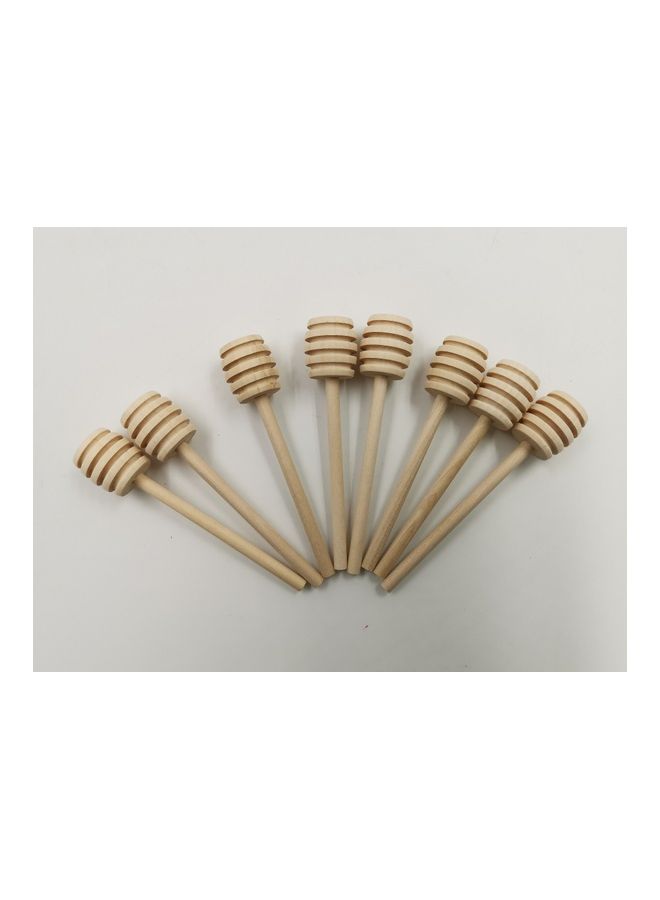 8-Piece Wooden Honey Spoon Set Beige 10cm