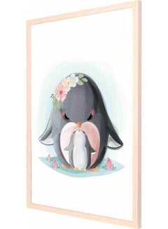 LOWHA Penguin Themed Painting With Frame White/Grey/Blue 53x73cm  - Image 1