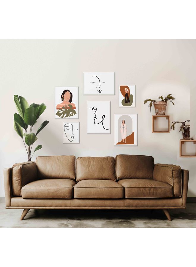 لوحة طقم لوحات فنية بنمط تجريدي مكون من 6 قطع متعدد الألوان 100x93x2سم - Image 1