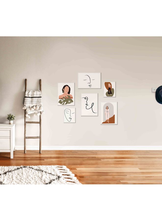 لوحة طقم لوحات فنية بنمط تجريدي مكون من 6 قطع متعدد الألوان 100x93x2سم - Image 2