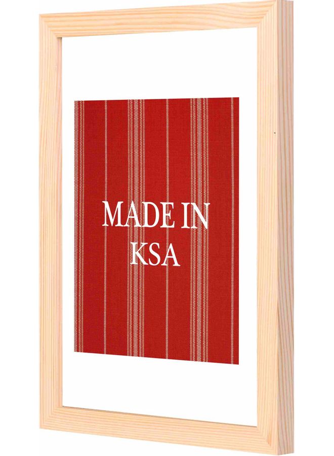 لوحة فنية بإطار بطبعة عبارة "Made In KSA" أحمر/أبيض/بيج - Image 1