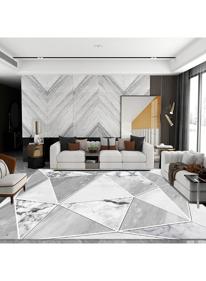 Anti-Slip Geometric Pattern Carpet Grey/White 50x80cm