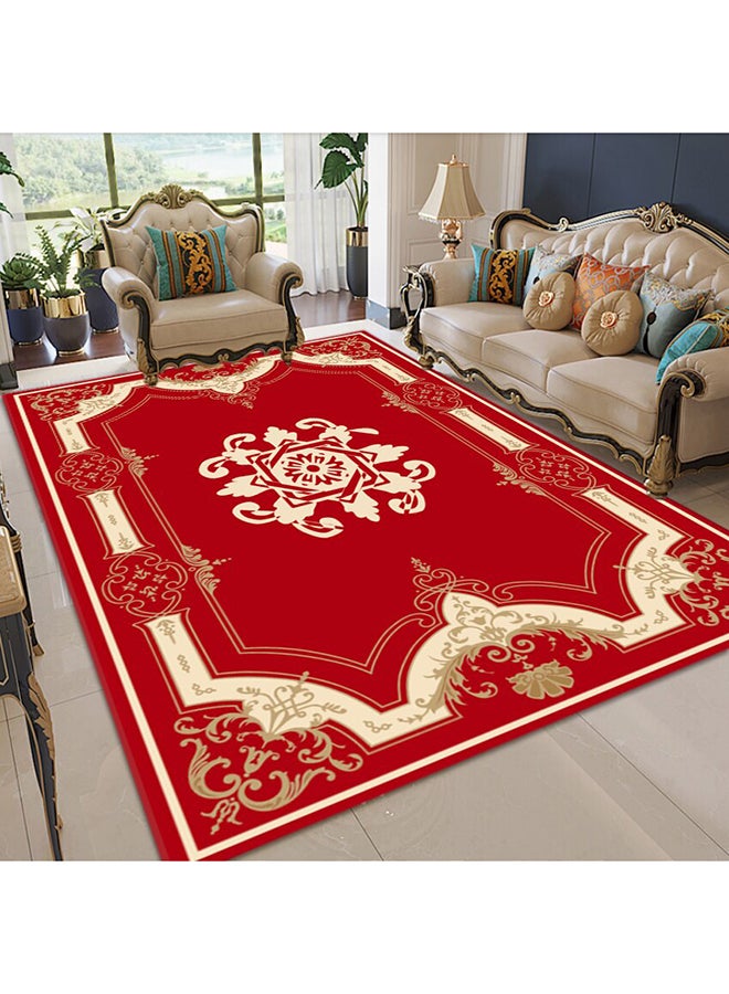 Anti-Slip Floral Rug Red/Beige 120x160cm