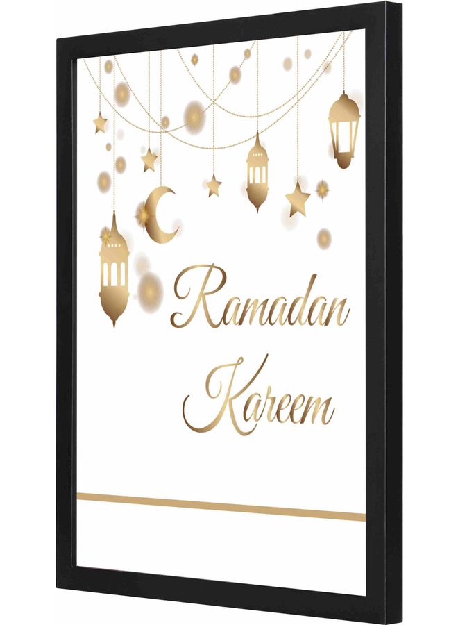 LOWHA Ramadan Kareem Themed Painting With Frame White/Gold/Black 33x43cm - Image 1