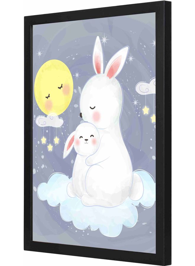 لوحة فنية بإطار بطبعة أرنب متعدد الألوان 33x43سم - Image 1