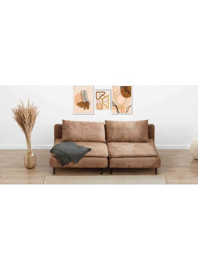 LOWHA 3-Piece Abstract Art Themed Framed Painting Set Beige/Brown/White 67x67x2cm - Image 2