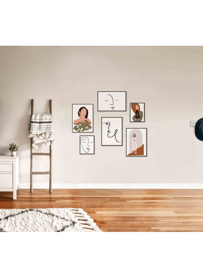 لوحة طقم لوحات فنية بنمط تجريدي مكون من 6 قطع متعدد الألوان 100x93x2سم - Image 2