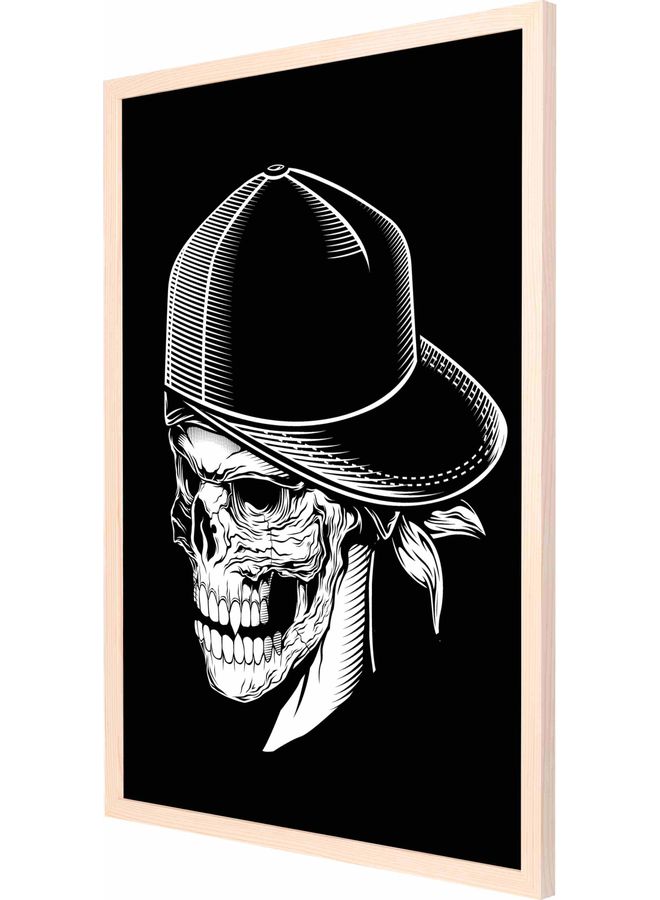 LOWHA Skull Cap Themed Painting With Frame Black/White 53x73cm - Image 1