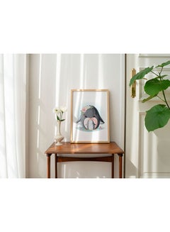 LOWHA Penguin Themed Framed Painting White/Grey/Pink  - Image 2