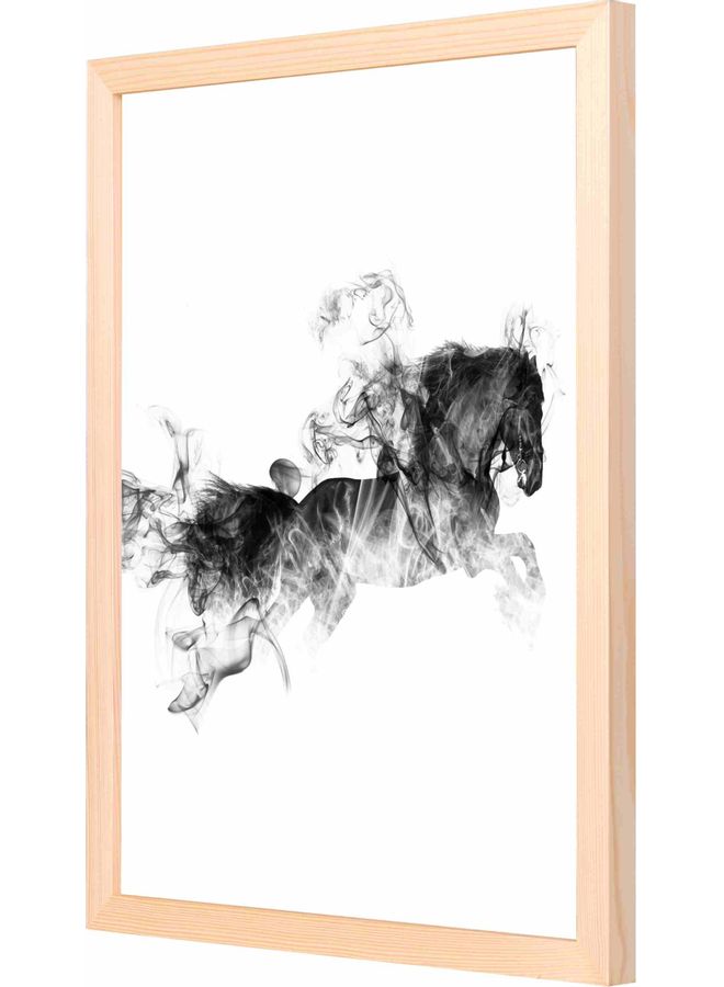 لوحة فنية بإطار على شكل  حصان أبيض/ أسود 33x43سم - Image 1