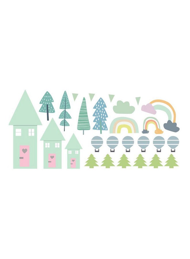 Cartoon Rainbow Hut Children Bedroom Sticker Multicolour 