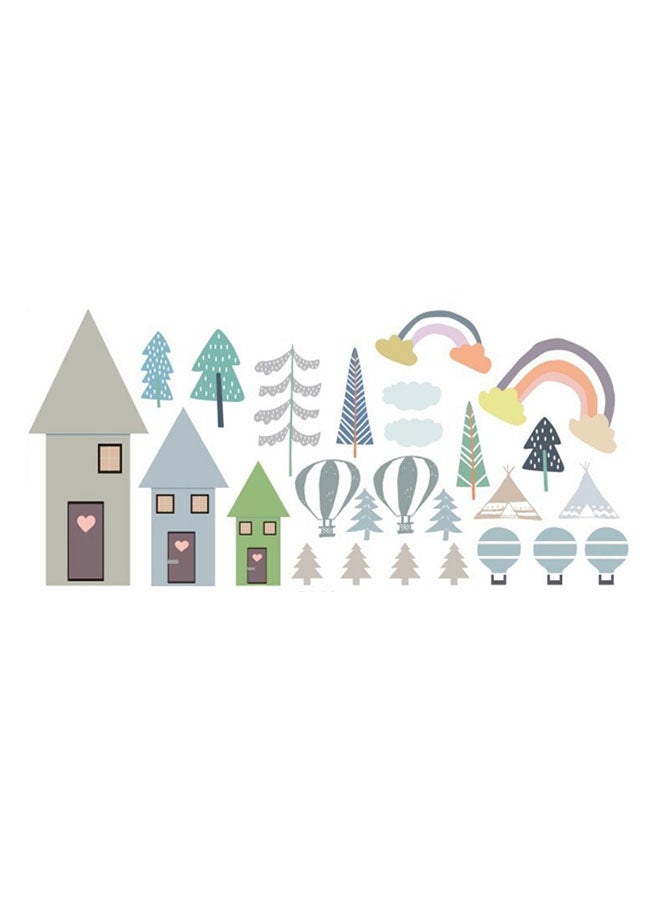 1 Piece Cartoon Rainbow Hut Wall Sticker Multicolour 