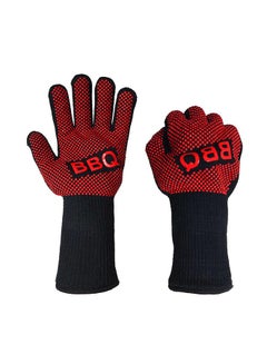 Heat-Resistant Grill Gloves Black/Red 30 x 12centimeter - v1613647980/N38593132A_3