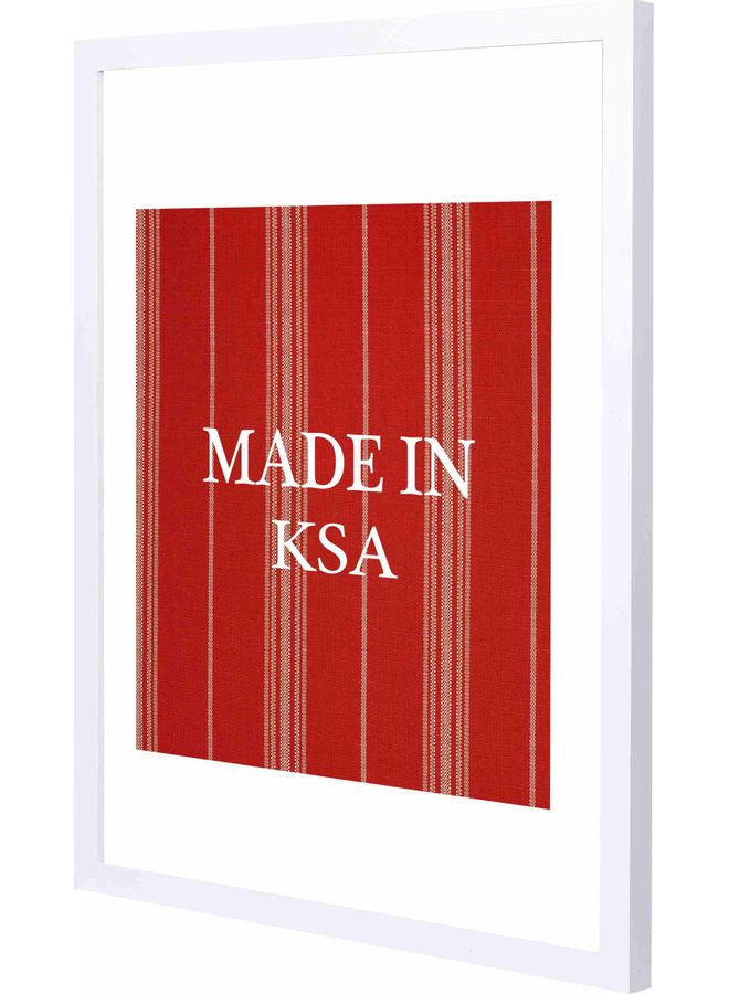 لوحة فنية لديكور الحائط مزودة بإطار أحمر/أبيض 43x53سم