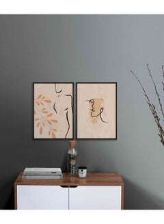 LOWHA 2-Piece Women Abstract Themed Framed Painting Set Beige 33x43cm  - Image 1