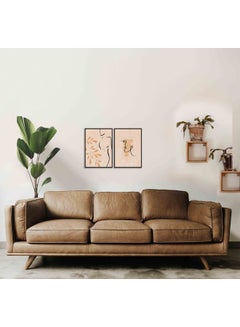 LOWHA 2-Piece Women Abstract Themed Framed Painting Set Beige 33x43cm  - Image 2