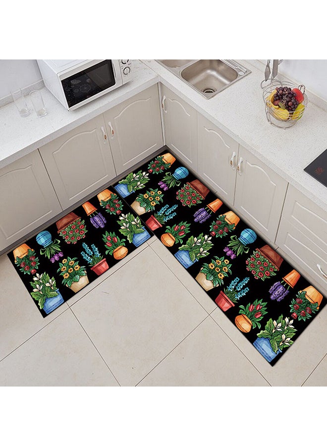 Rectangular Plant Pattern Rug Multicolour 50 x 80cm