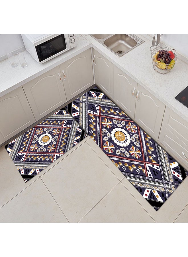Soft Classic Geometric Pattern Kitchen Rug Multicolour 50 x 80cm