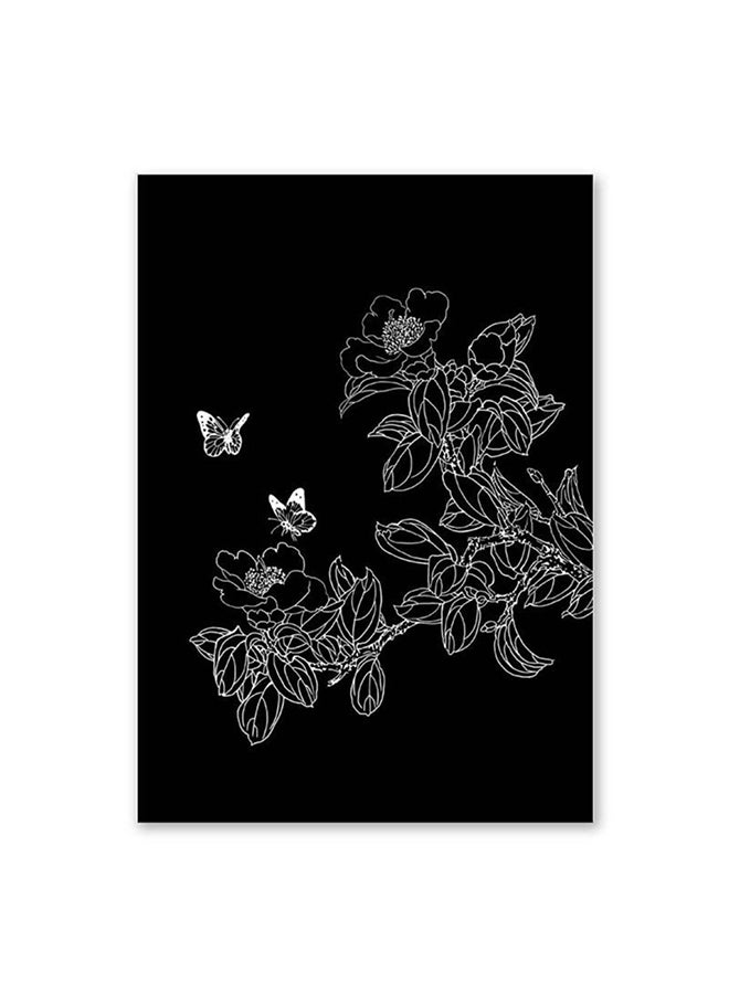 لوحة فنية لديكور الحائط بتصميم شجرة زهور أسود/ أبيض 60 X 90سم