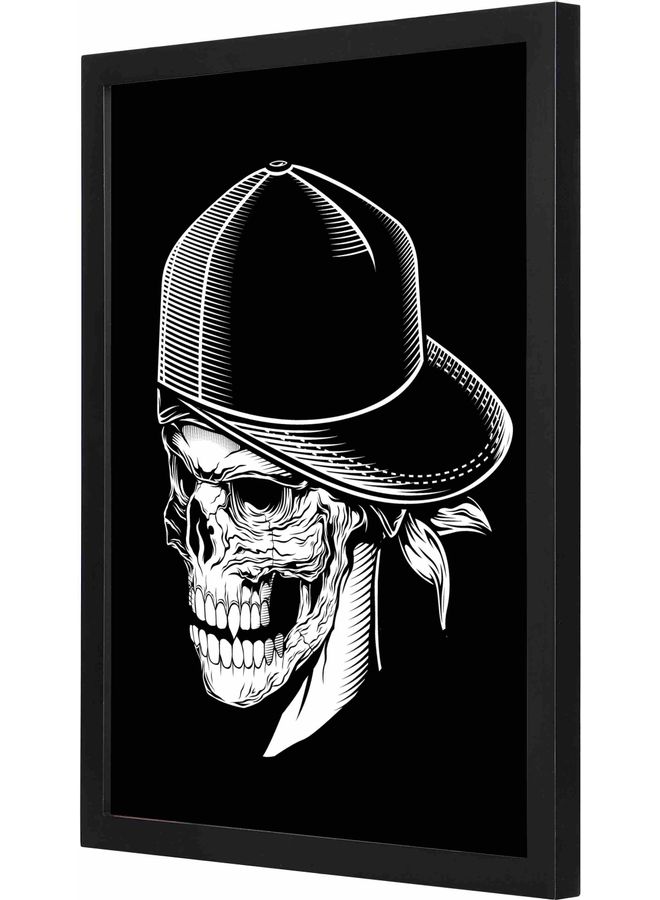 LOWHA Skull Cap Themed Painting With Frame Black/White 33x43cm - Image 1