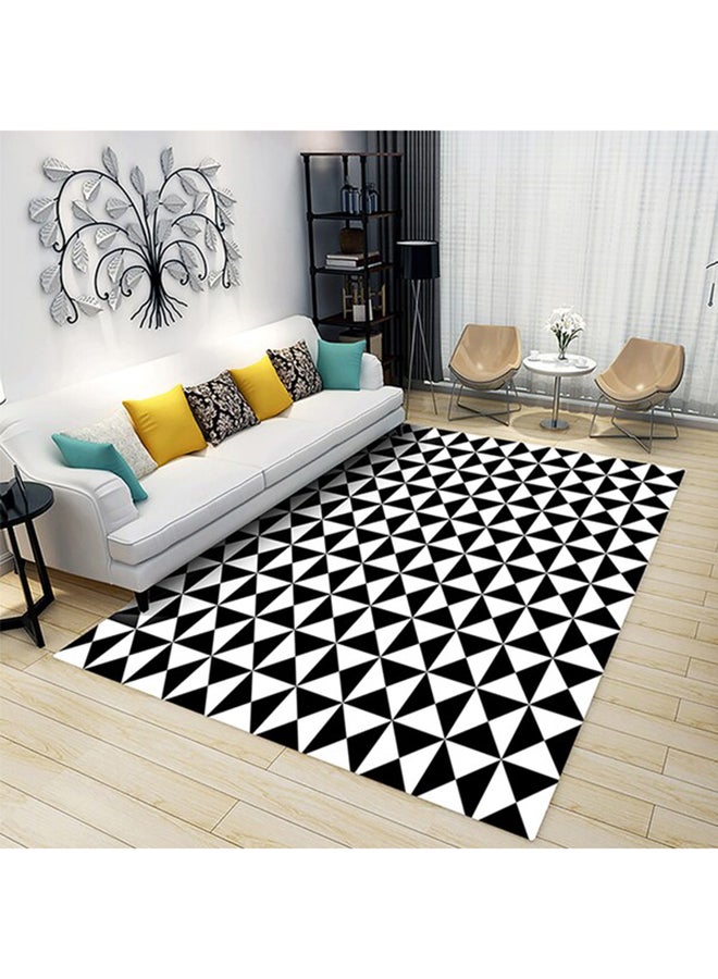 Soft Rectangle Geometry Print Floor Mat Black/White 120 x 160cm