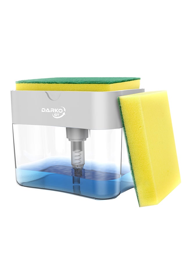 موزع صابون 2 في 1 مع حامل إسفنجة للمطبخ SPH001 رمادي - Image 1