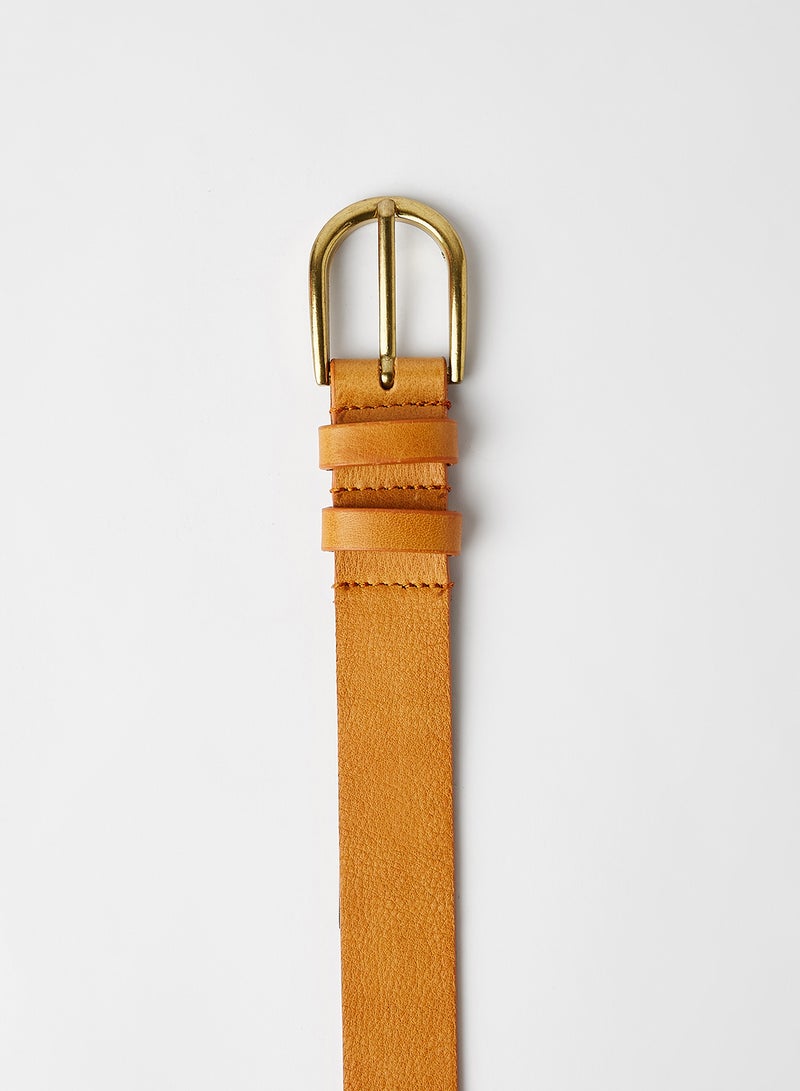 PIECES - Leather Belt Cognac - Image 1