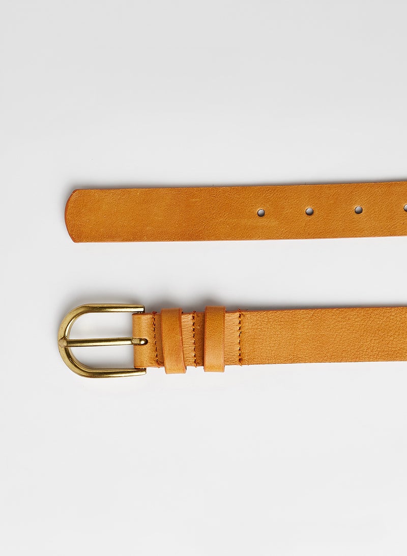 PIECES - Leather Belt Cognac - Image 1