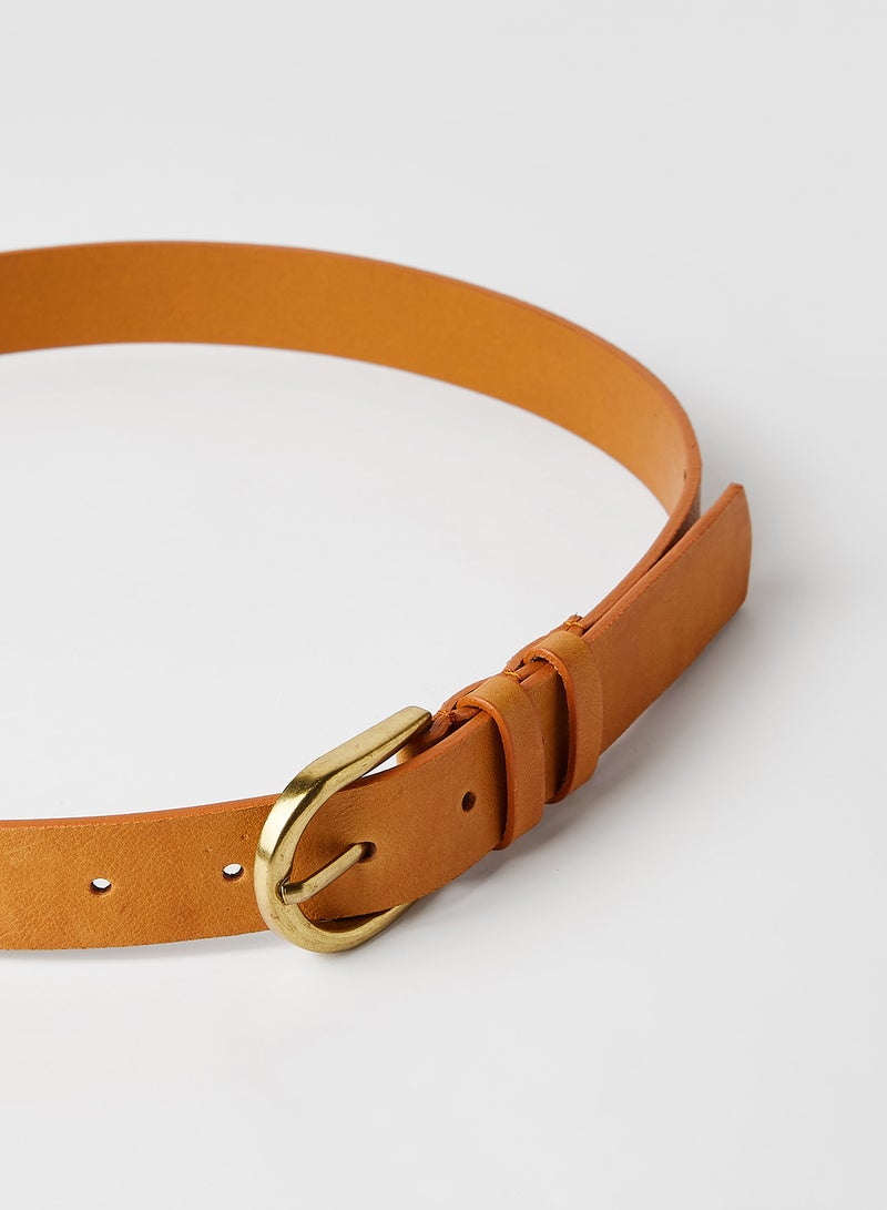 PIECES - Leather Belt Cognac - Image 1