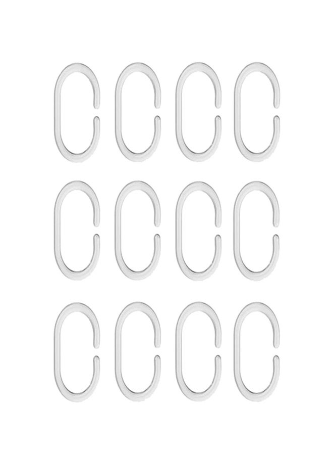 12-Piece Shower Curtain Hooks Set White 