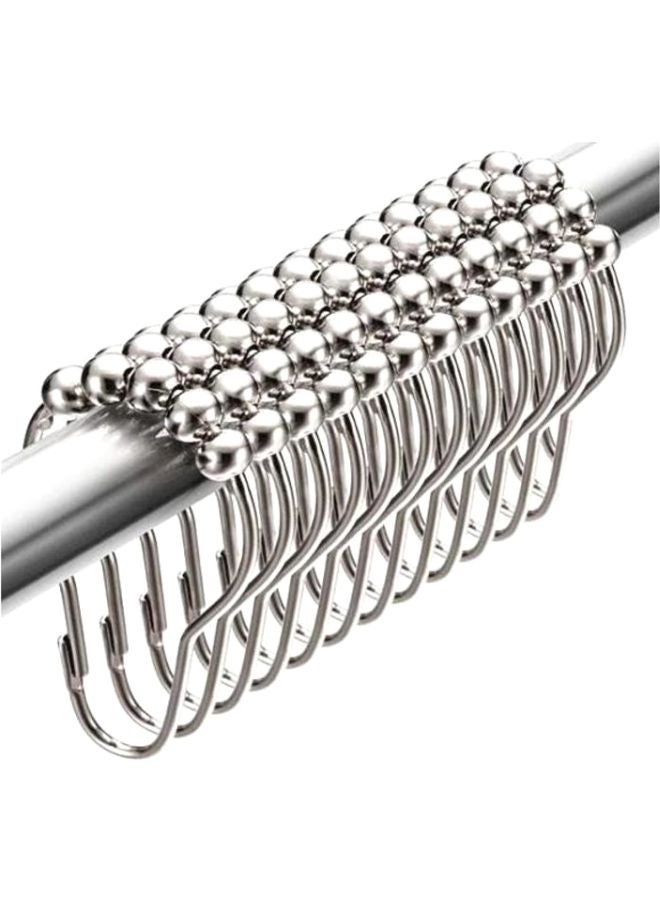 12-Piece Shower Curtain Rings Set Silver  - Image 2