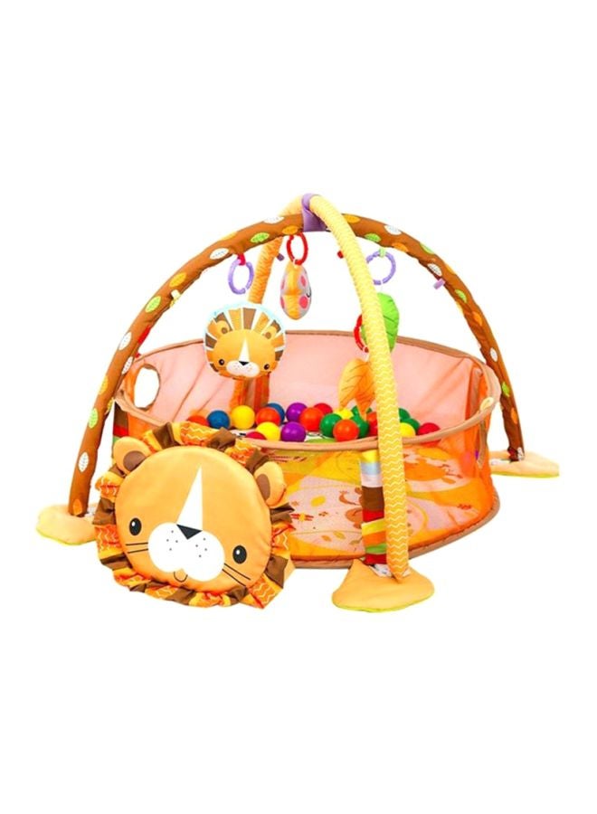 بيوينتي بساط تعليمي للأطفال مزود ببطانية أرضية للرُضع مع تجويف مليء بالكرات لممارسة الألعاب الرياضية وأنشطة التسلق بتصميم على شكل أسد