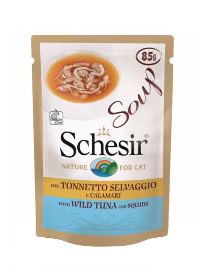 شيسر شوربة التونة البرية والحبار للقطط متعدد الألوان 85جرام