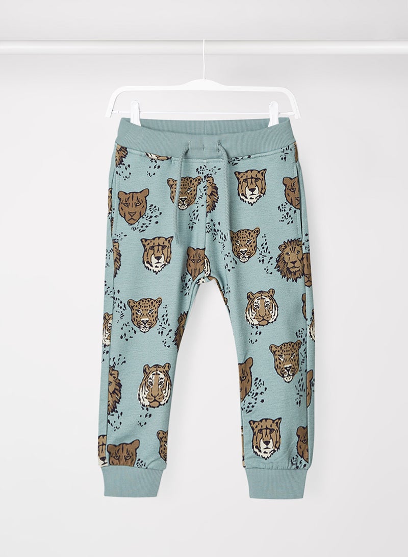 NAME IT - Kids Lion Print Sweatpants Silver Blue - Image 1