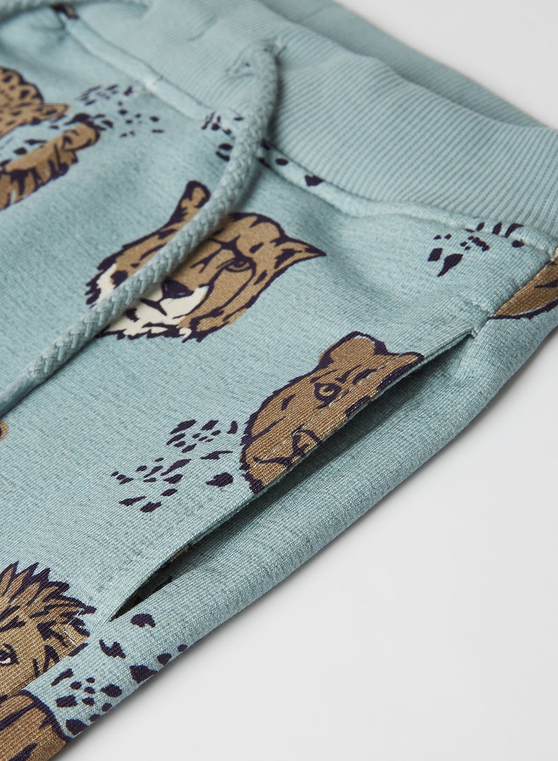 NAME IT - Kids Lion Print Sweatpants Silver Blue - Image 1