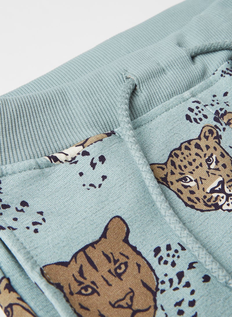 NAME IT - Kids Lion Print Sweatpants Silver Blue - Image 1