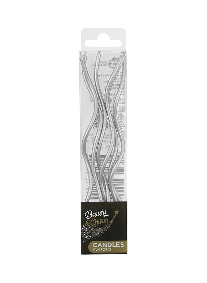 GODAN 6 Piece Silver Swirl Birthday Candles  - Image 2