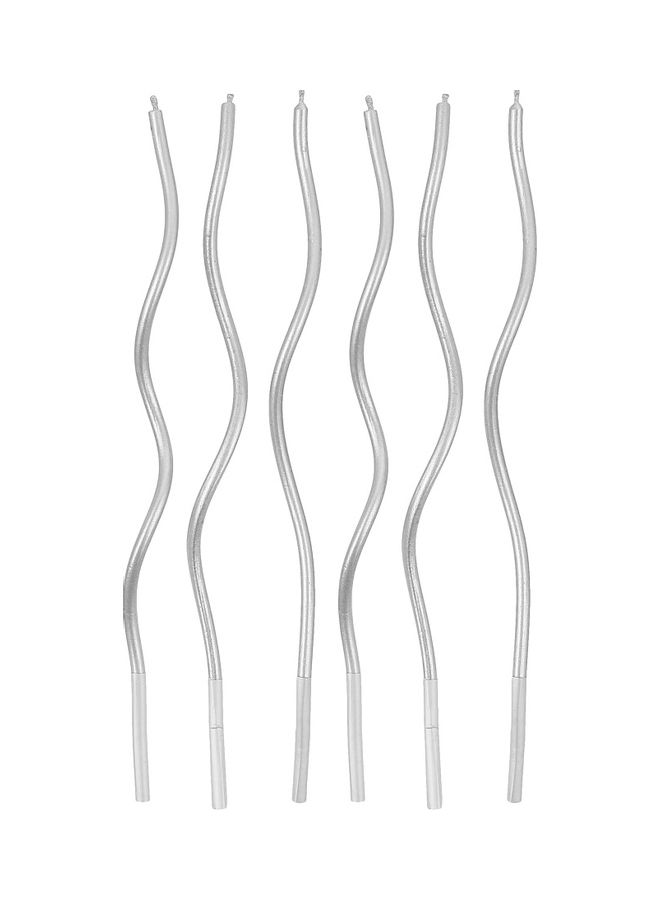 GODAN 6 Piece Silver Swirl Birthday Candles  - Image 1