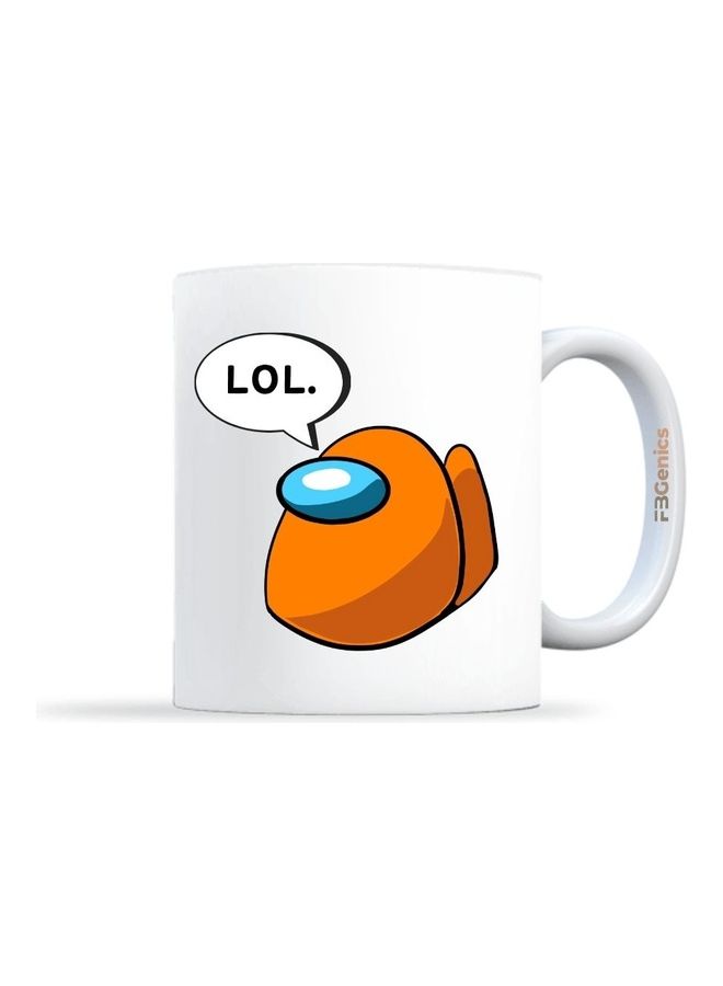 FBGenics Among Us Lol Printed Coffee Mug White/Black/Orange - Image 1