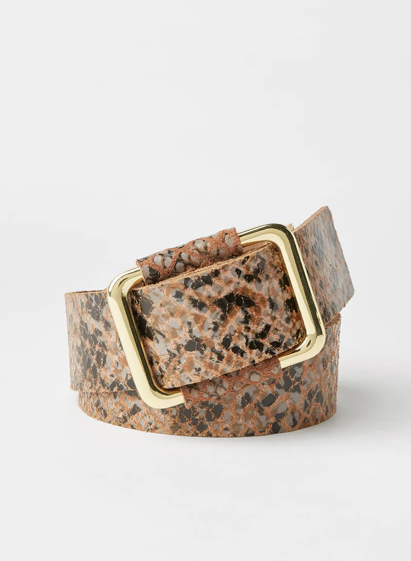 PIECES Snakeskin Patterned Belt