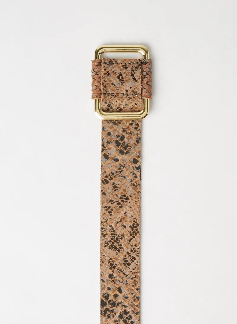 PIECES Snakeskin Patterned Belt