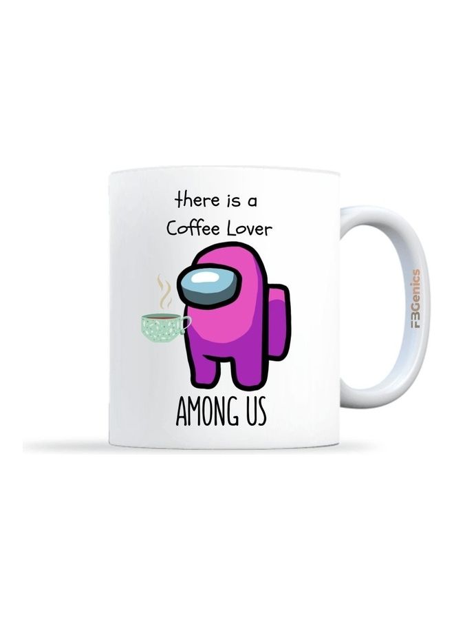اف بي جينيكس - مج قهوة بطبعة عبارة "There Is A Coffee Lover Among Us" أبيض/أرجواني/أسود - Image 1